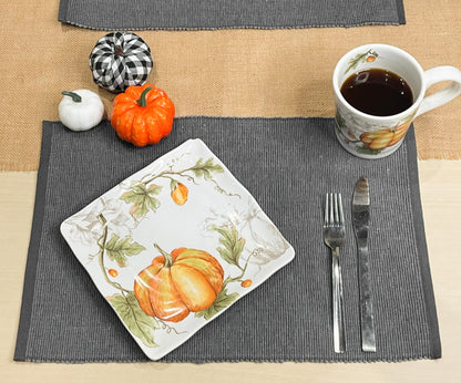 CLASSIC RIBBED PLACEMATS SET OF 6, 13''x19'', Grey