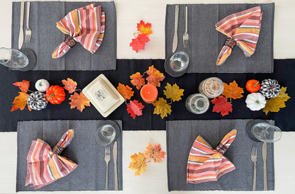CLASSIC RIBBED PLACEMATS SET OF 6, 13''x19'', Grey