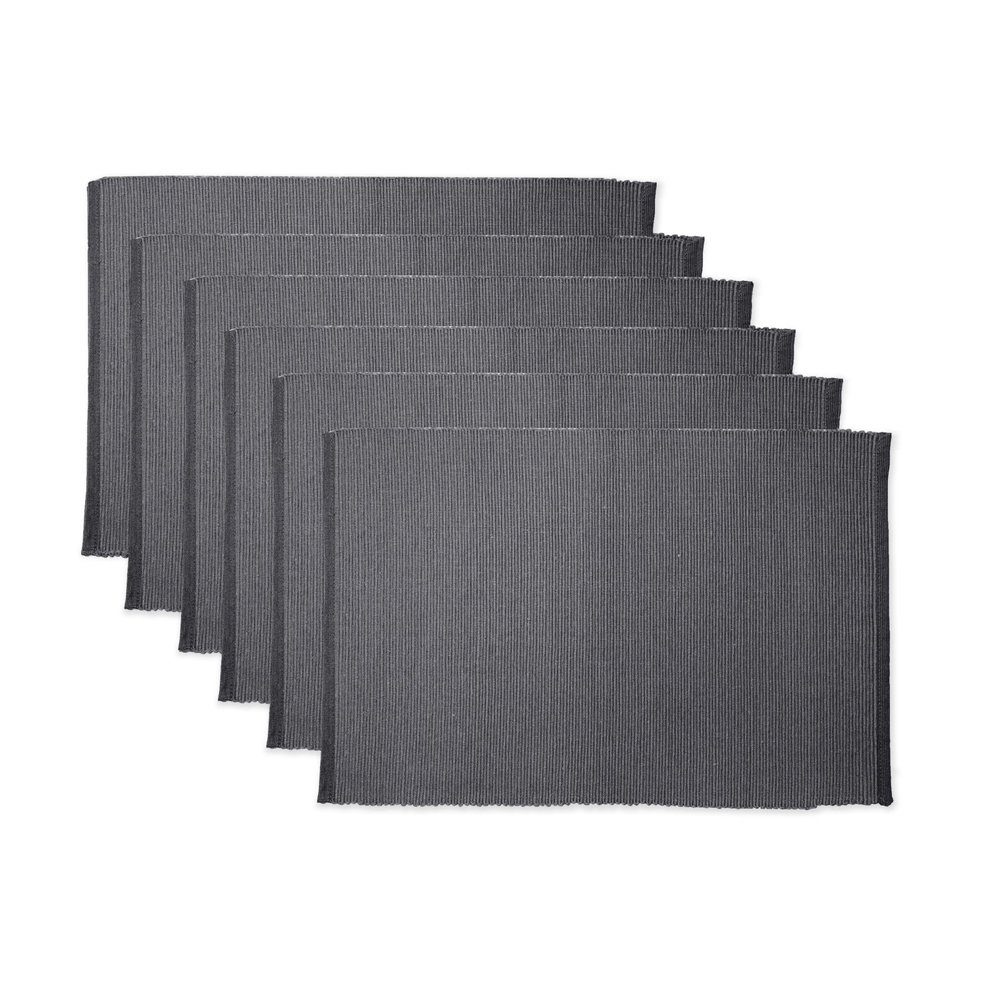 CLASSIC RIBBED PLACEMATS SET OF 6, 13''x19'', Grey