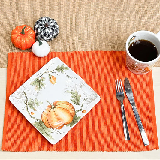 CLASSIC RIBBED PLACEMATS SET OF 6, 13''x19'', Orange