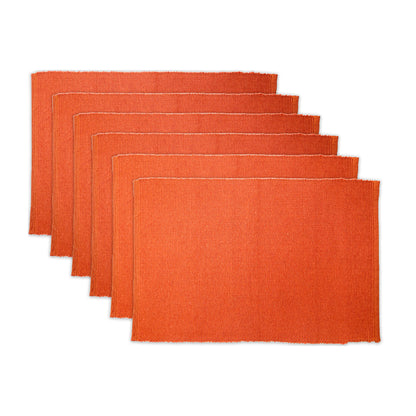 CLASSIC RIBBED PLACEMATS SET OF 6, 13''x19'', Orange