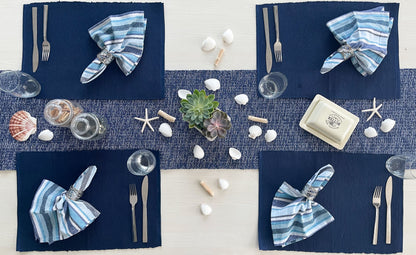CLASSIC RIBBED PLACEMATS SET OF 6, 13''x19'', Blue