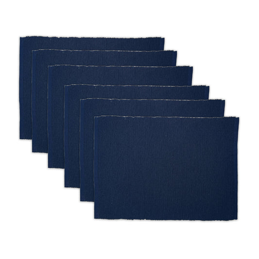 CLASSIC RIBBED PLACEMATS SET OF 6, 13''x19'', Blue