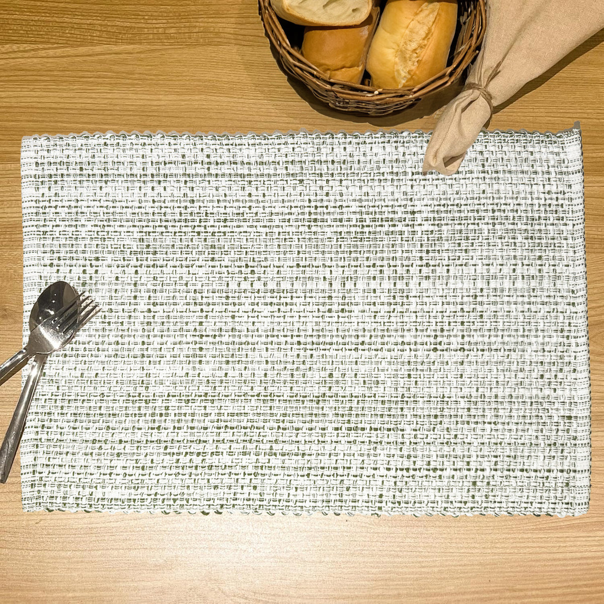 PEBBLES PLACEMATS SET OF 4, 13''x19'', OLIVE GREEN