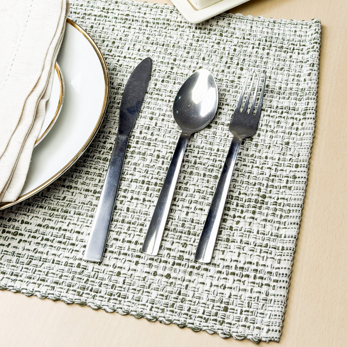 PEBBLES PLACEMATS SET OF 4, 13''x19'', OLIVE GREEN