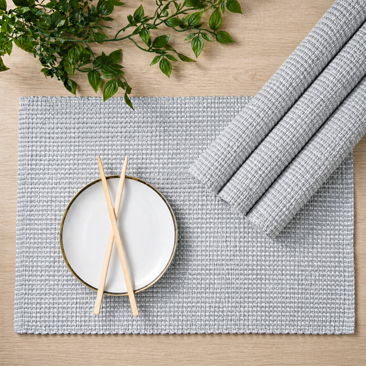 PEBBLES PLACEMATS SET OF 4, 13''x19'', GREY