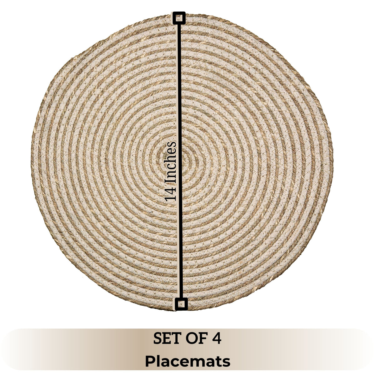 Seagrass Spiral Placemat Set of 4 - Natural-Ivory, 14'' Rnd.