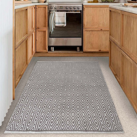 Diamond Rug - Greish Beige/White, 3'x5'