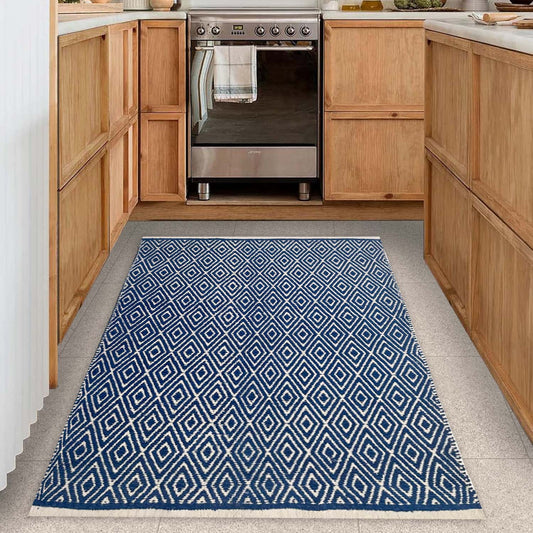 Diamond Rug - Navy/Ivory, 3'x5'