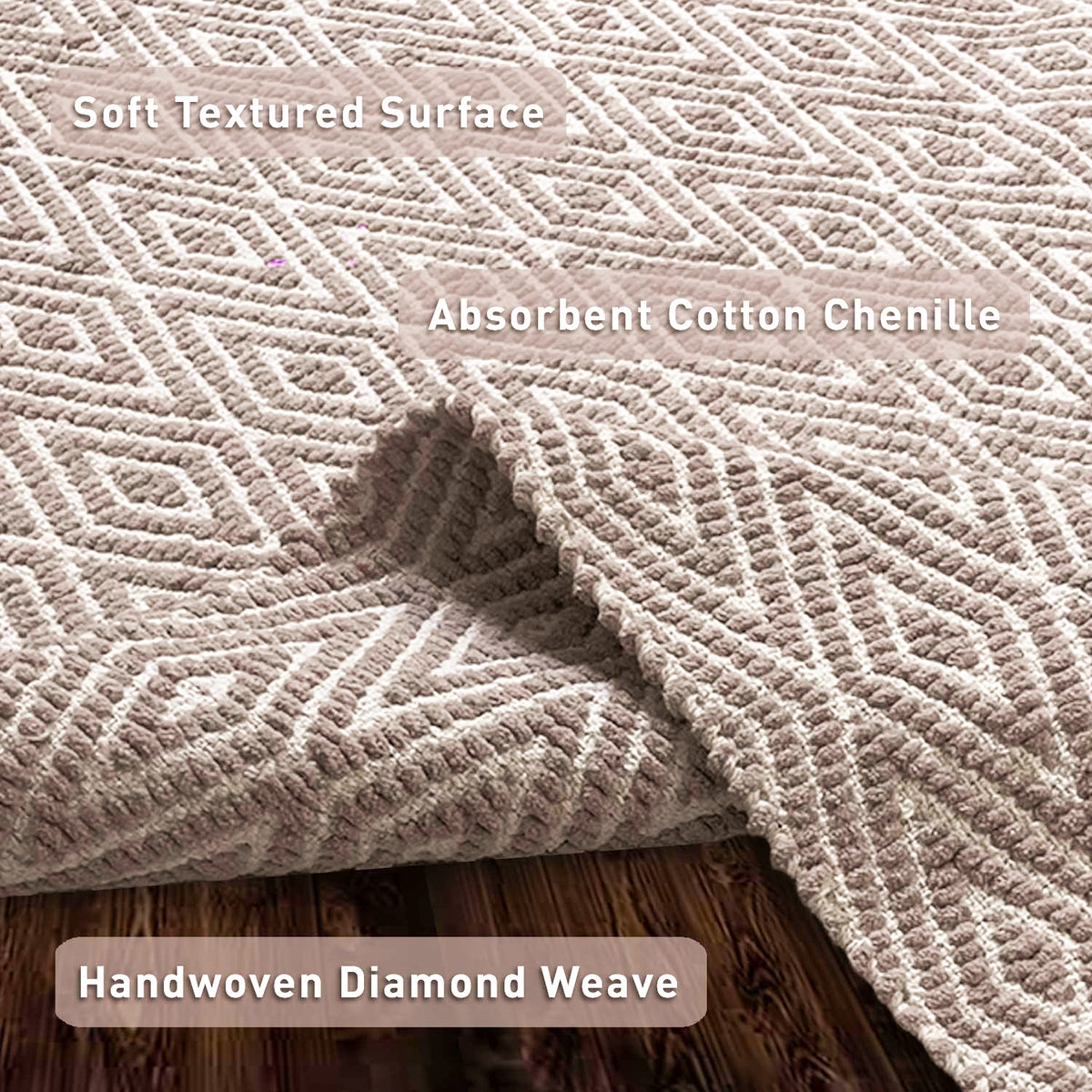 Diamond Runner - Taupe/White, 2'x5'