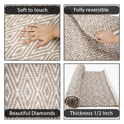 Diamond Runner - Taupe/White, 2'x5'