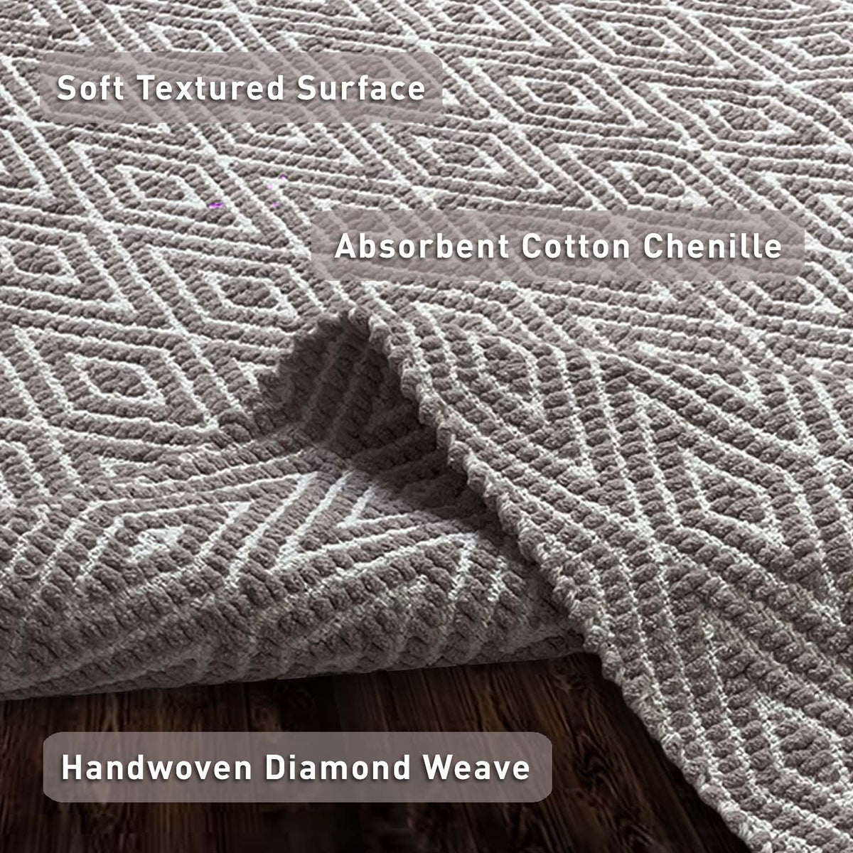 Diamond Rug - Greish Beige/White, 21''x34''