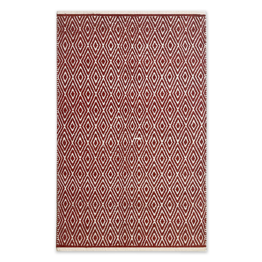 Diamond Rug - Red/Ivory, 3'x5'