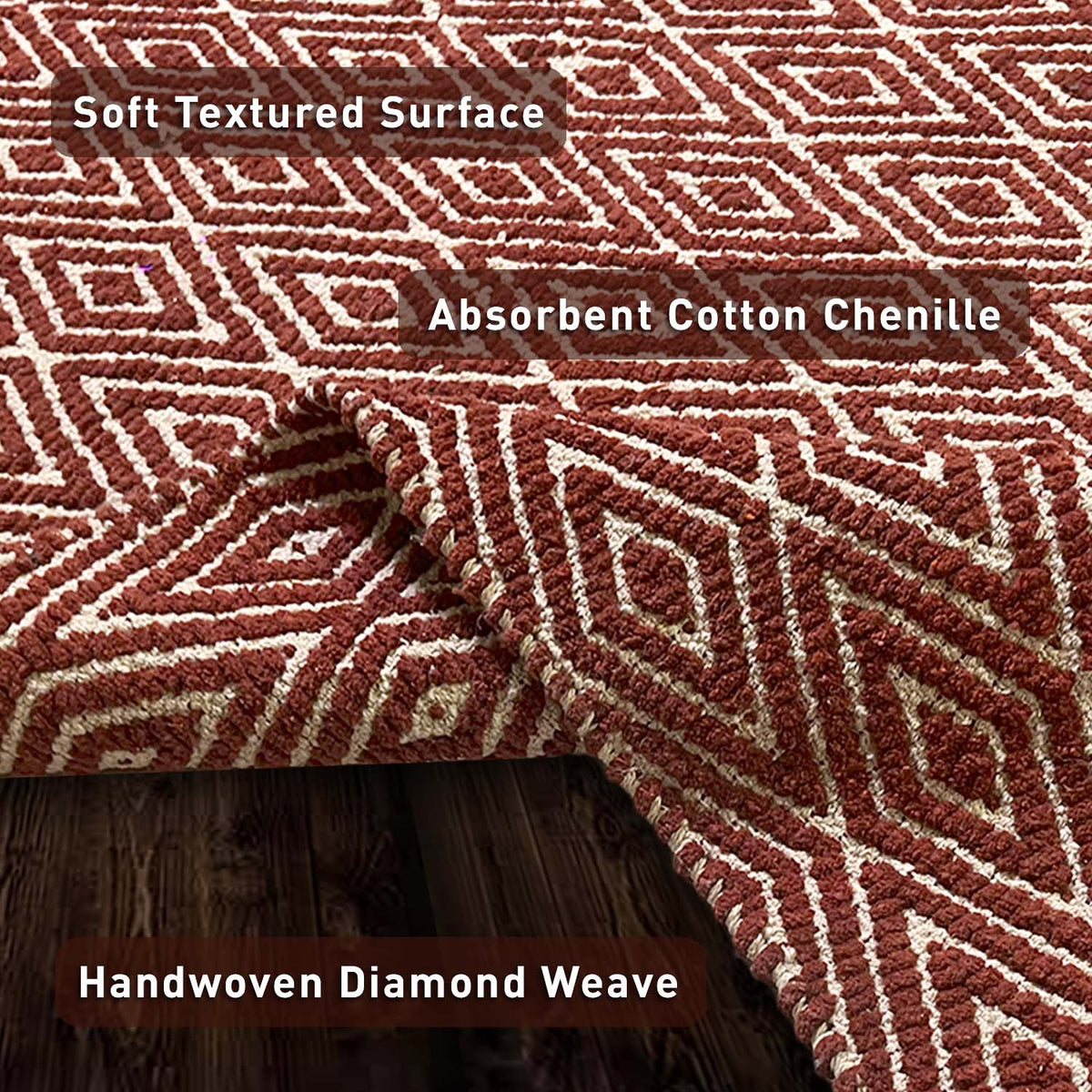 Diamond Rug - Red/Ivory, 3'x5'