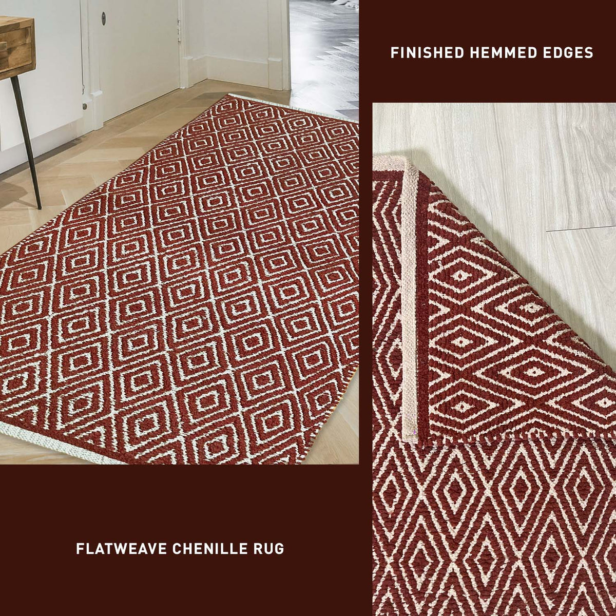 Diamond Rug - Red/Ivory, 3'x5'