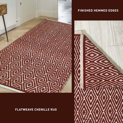 Diamond Rug - Red/Ivory, 3'x5'