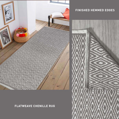 Diamond Runner - Gray/White, 2'x5'