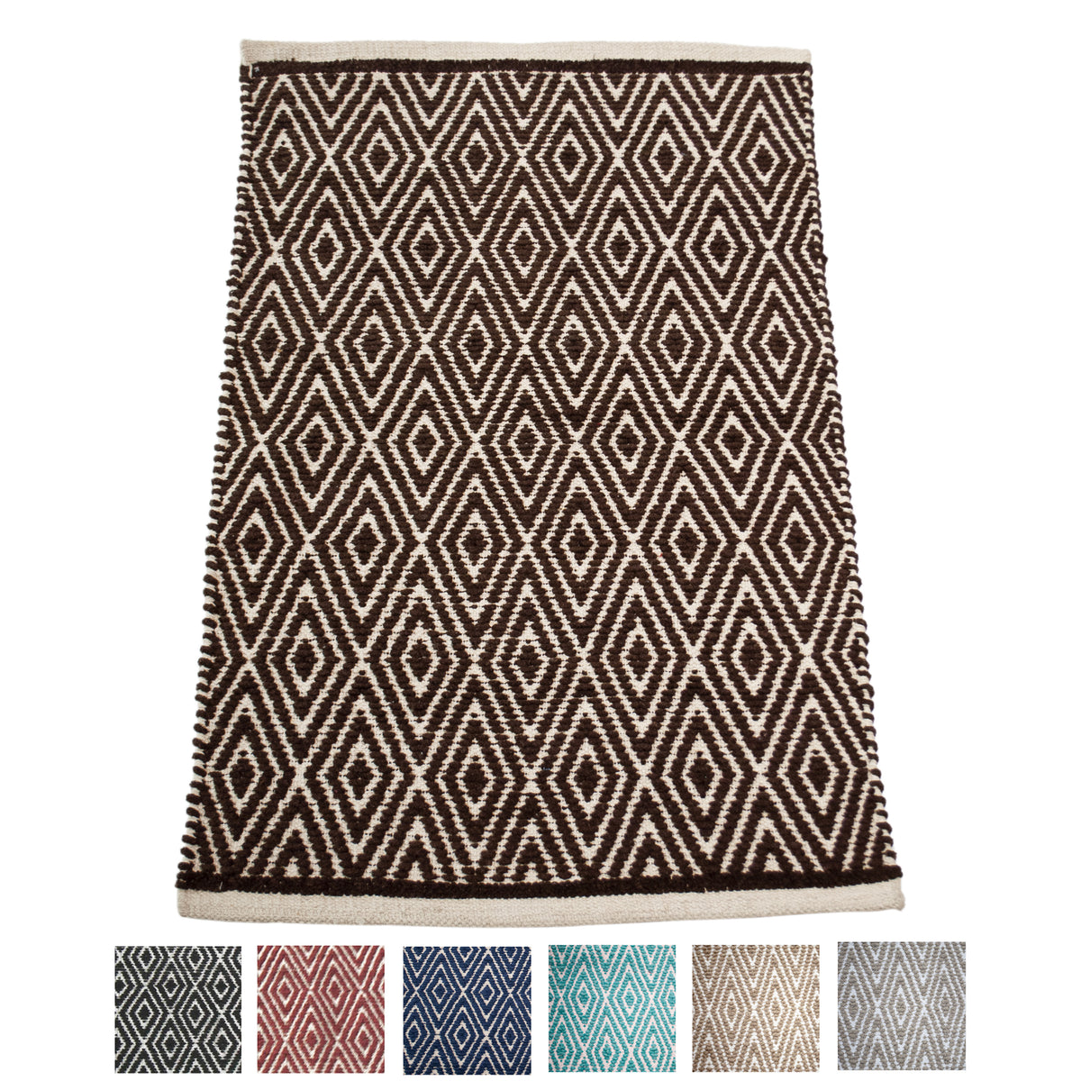 Diamond Rug - Brown/Ivory, 21''x34''