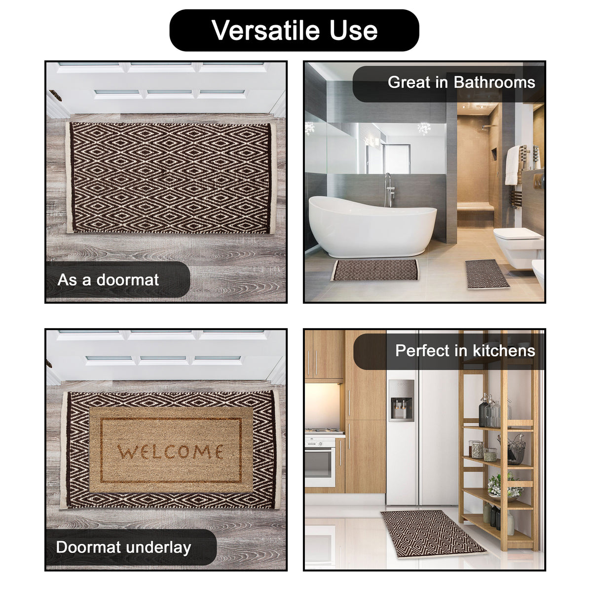 Diamond Rug - Brown/Ivory, 21''x34''