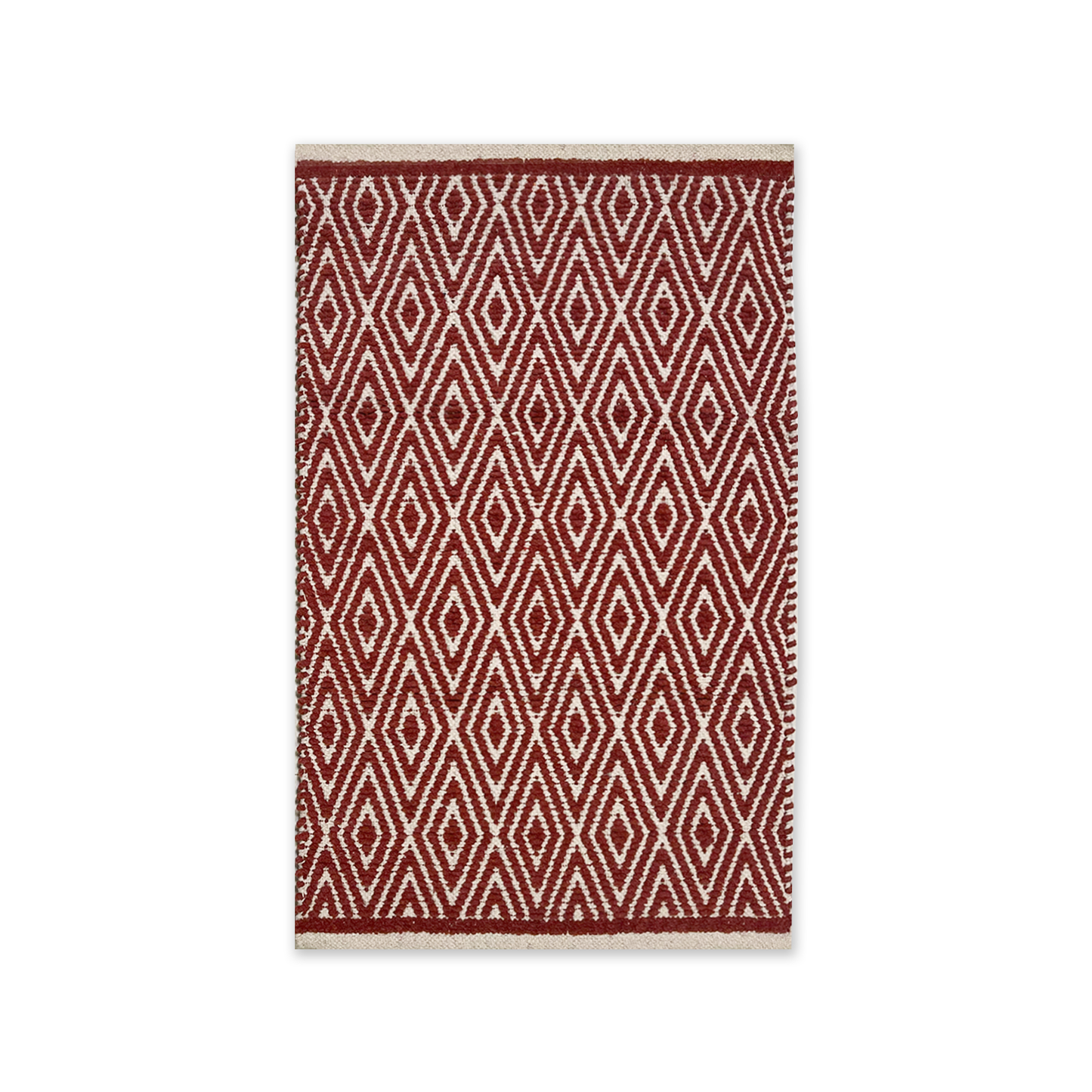 Diamond Rug -Red/Ivory, 21''x34''