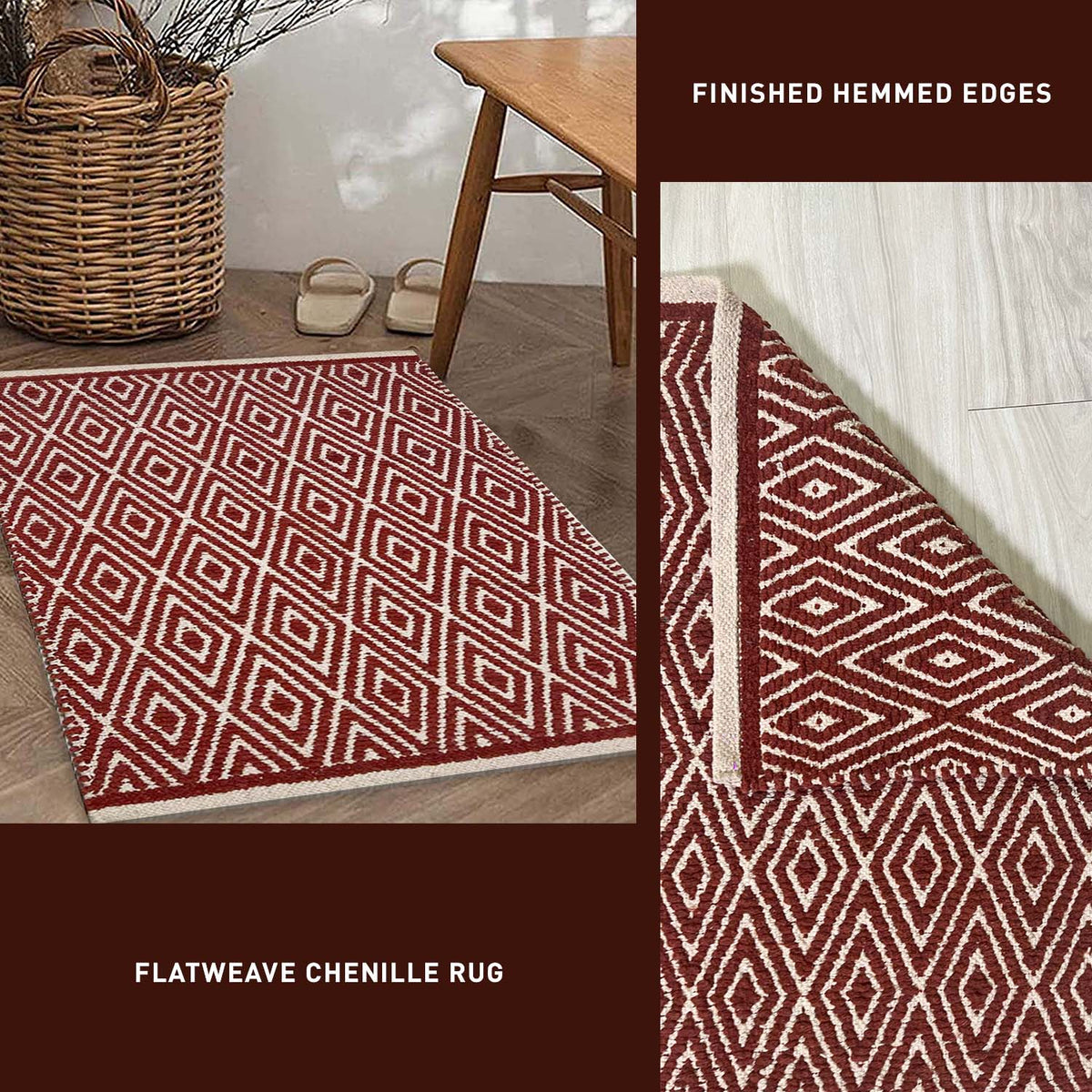 Diamond Rug -Red/Ivory, 21''x34''