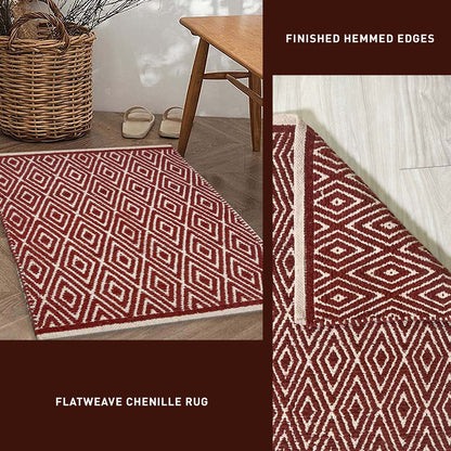 Diamond Rug -Red/Ivory, 21''x34''