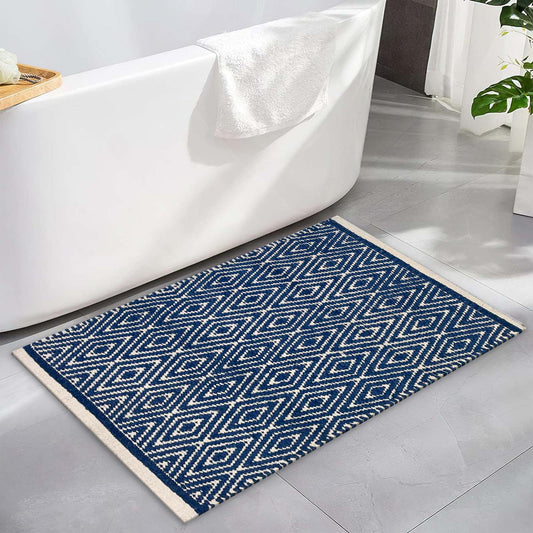Diamond Rug - Navy/ Ivory, 21''x34''