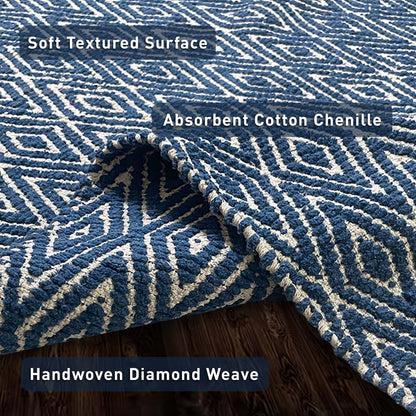 Diamond Rug - Navy/ Ivory, 21''x34''