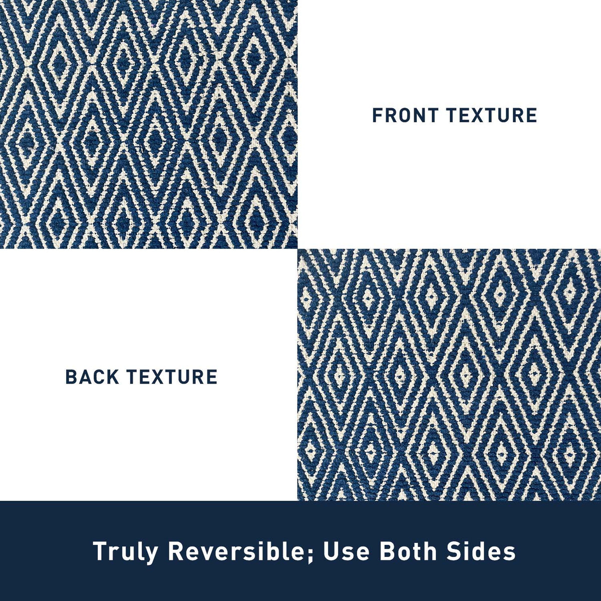 Diamond Rug - Navy/ Ivory, 21''x34''