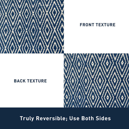 Diamond Rug - Navy/ Ivory, 21''x34''