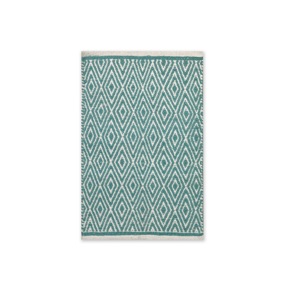 Diamond Rug - Turquoise/White, 21''x34''