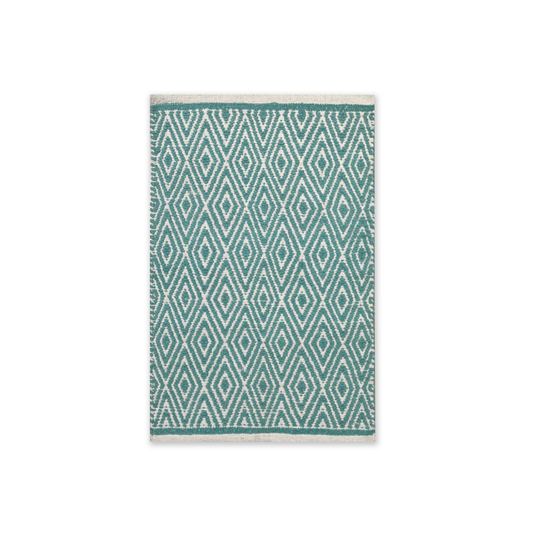 Diamond Rug - Turquoise/White, 21''x34''