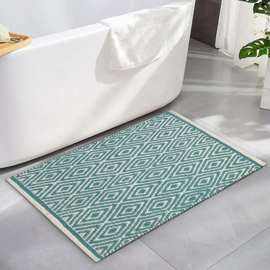 Diamond Rug - Turquoise/White, 21''x34''