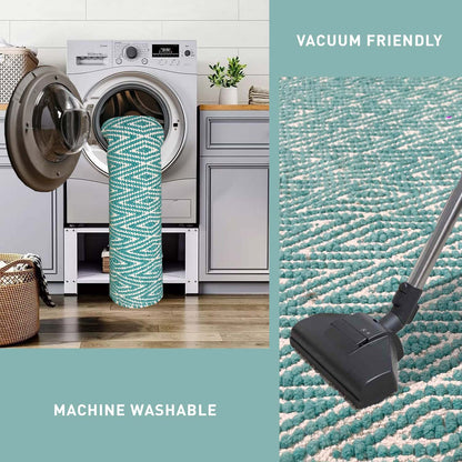 Diamond Rug - Turquoise/White, 21''x34''
