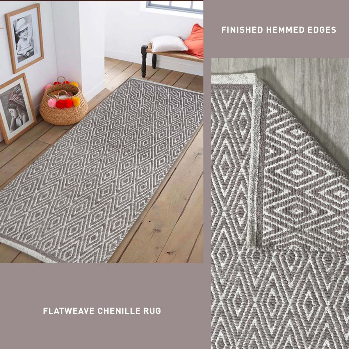 Diamond Runner - Greish Beige/White, 2'x5'