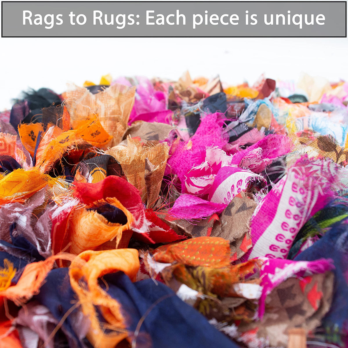 Rainbow Multi Chindi Shag Rug - Multi, 20''x30''