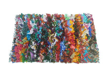 Rainbow Multi Chindi Shag Rug - Multi, 20''x30''