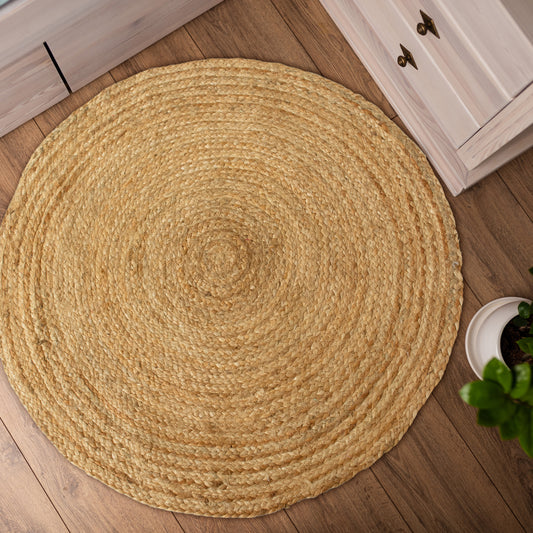Jute Braid Round Rug - Natural Jute, 3' Rnd