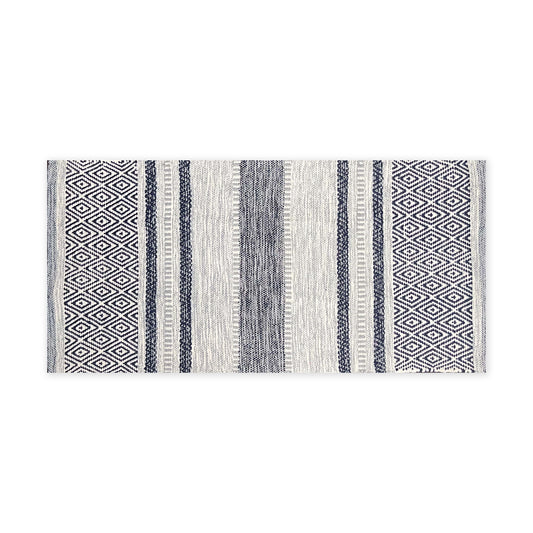 NEW MEXICO RUG, GREY-NAVY BLUE, 2' x 3'.