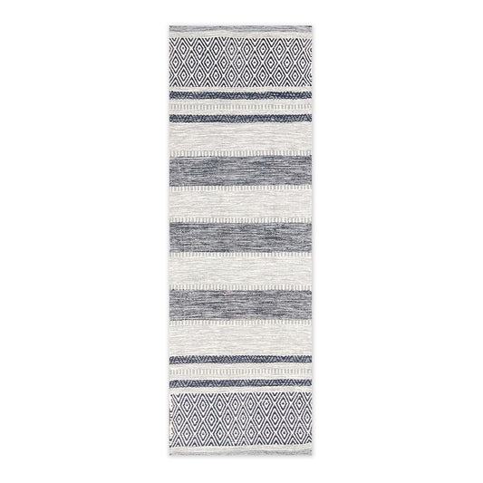 NEW MEXICO RUNNER, GREY-NAVY BLUE, 2' x 6'.