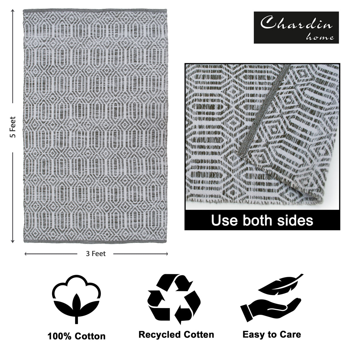 Cairo Rug - Sage Gray/Ivory, 3'x5'