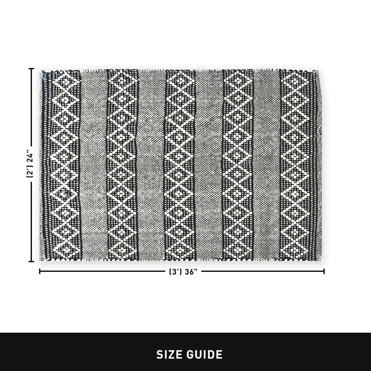 Morocco Rug - Black/Ivory, 2'x3'