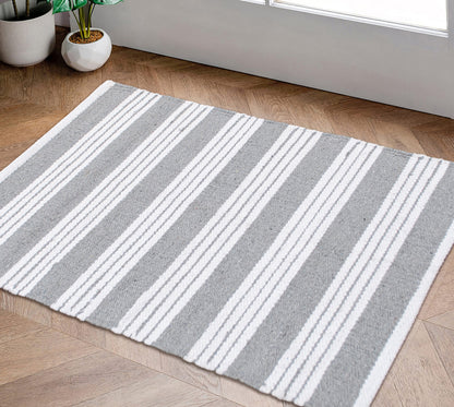 Cabana Stripe Rug - Grey/White, 21''x34''