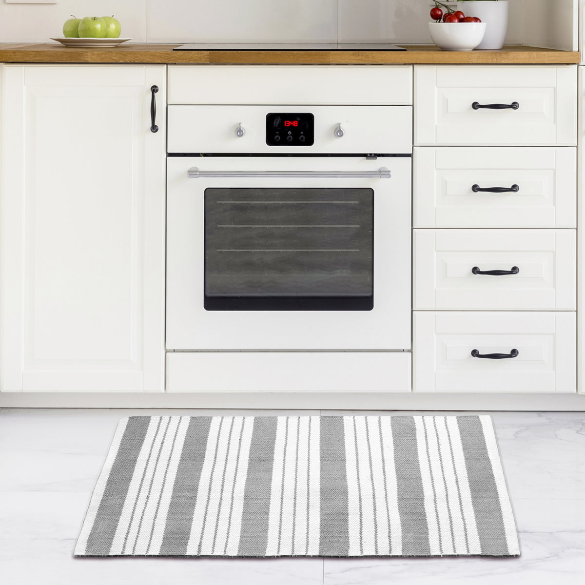 Cabana Stripe Rug - Grey/White, 21''x34''