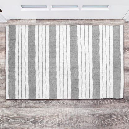 Cabana Stripe Rug - Grey/White, 21''x34''