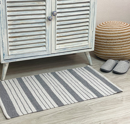 Cabana Stripe Rug - Grey/White, 21''x34''