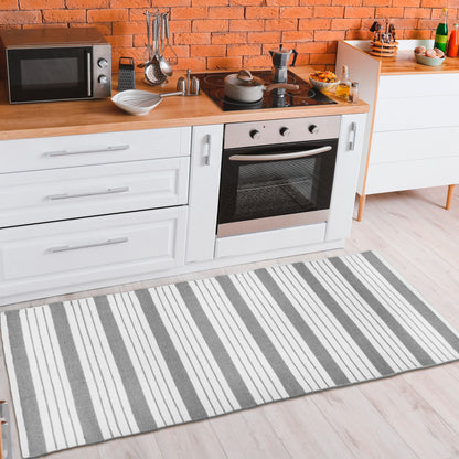 Cabana Stripe Runner - Grey/White, 2'x8'