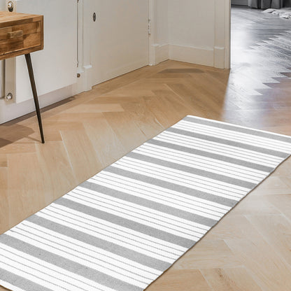 Cabana Stripe Runner - Grey/White, 2'x8'