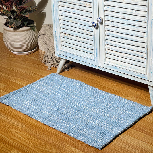 WAFFLE RUG, BLUE/WHITE, 21'' x 34''