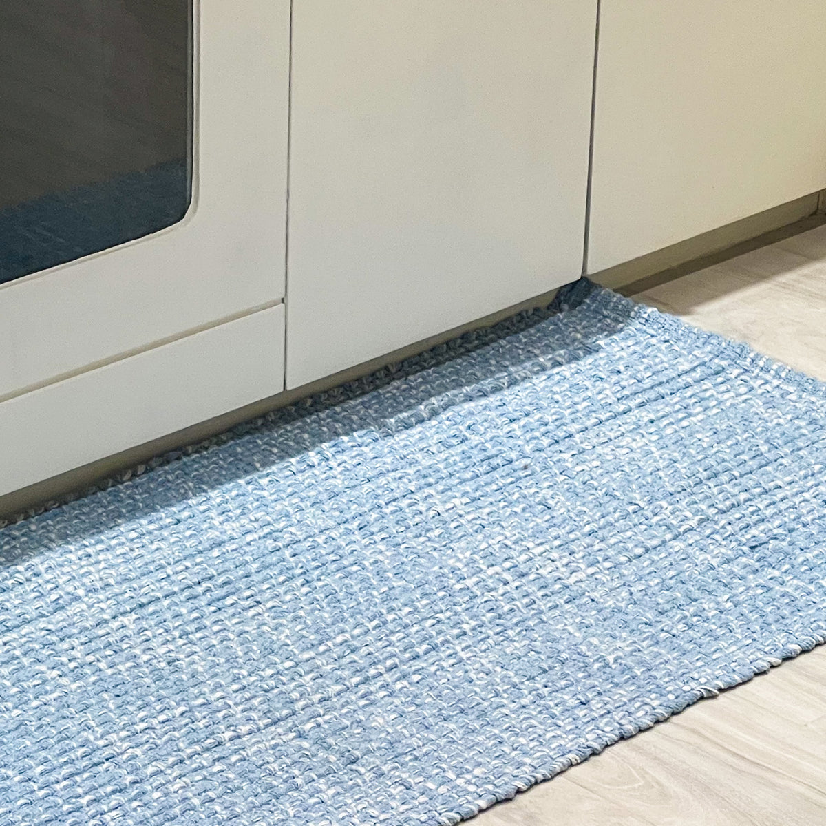 WAFFLE RUG, BLUE/WHITE, 21'' x 34''